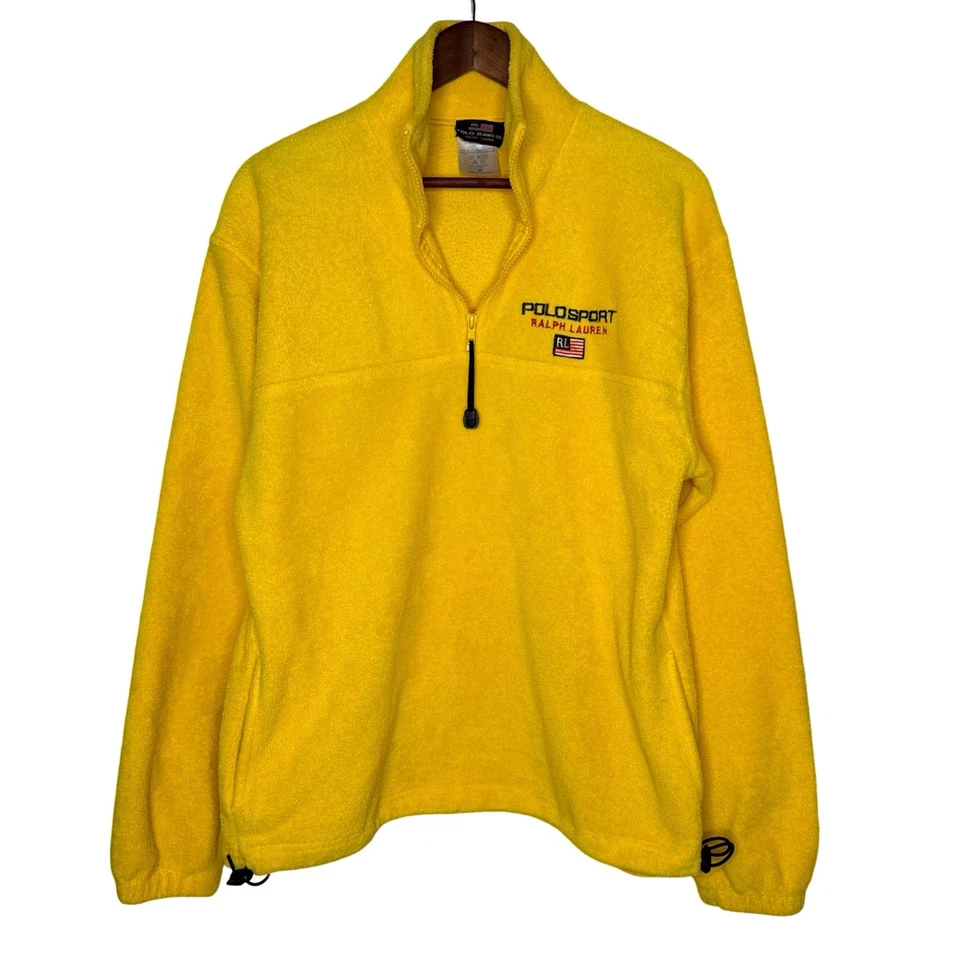 Suéter Pullover Vintage Polo Ralph Lauren Polar Para Hombre M Amarillo 1/4 Cremallera Foto 1 de 4