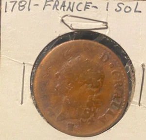 FRANCE, 1781, 1 Sol, Copper Coin, circulated - Picture 1 of 2
