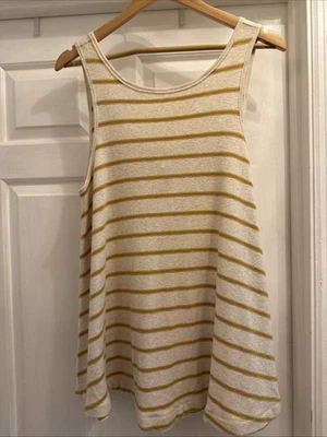 Camiseta sin mangas We The Free People amarilla y azul a rayas túnica de jardín trapecio talla pequeña Foto 1 de 4