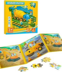 Magnetic Puzzles for Toddlers 3-5, 3 in 1 Travel Puzzles for Kids Ages 4-6, Exca - Picture 1 of 6