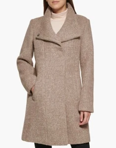 Kenneth Cole New York Asymmetrical Coat Medium, CAMEL - Picture 1 of 5