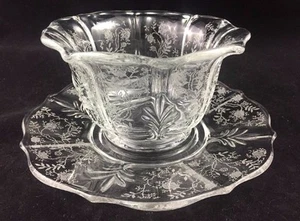 Tazón de mayonesa grabada Fostoria CHINTZ con placa inferior - Imagen 1 de 7