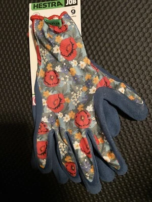 Hestra Job Floral Gardening Garden Gloves Size 9/Large - Blue - Image 1 of 4
