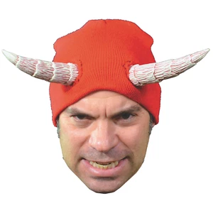 Devil's Cap Red Knit Hat with Horns - One Size - Morris Costumes - Picture 1 of 1