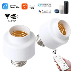 2pcs  Wireless WiFi Smart E27 Light Bulb Holder Slampher Timing Function L6E4 - Picture 1 of 12