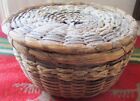 ANTIQUE NATIVE AMERICAN STYLE HAND MADE STRAW COVERED BASKET