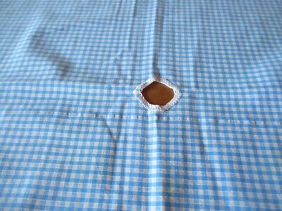 Nappe N°274 poly- coton vichy bleu ciel pour parasol petite "carrée" 91 x 96 cm - Photo 1/4