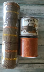 Three (3) Rolls of Decorative Ribbon ~ Deco Mesh ~ Woven Ribbon ~ Craft Projects - Picture 1 of 6