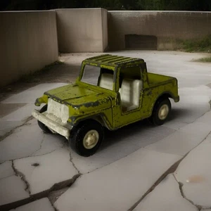 Vintage 1969 Tootsietoy Jeep Pickup Truck Green Pressed Steel - Picture 1 of 6
