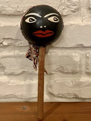 "Antigua maraca isleña mujer negra St Thomas hecha a mano hecha a mano 9,5""" Foto 1 de 4