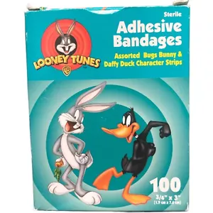 WHITE CROSS Looney Tunes Adhesive Bandages,Bugs Bunny&Daffy Duck 3/4"X3" 100 Ct - Picture 1 of 3
