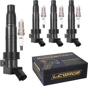 Set of 4 Ignition Coil Pack and Iridium Spark Plugs Fits for 2.4 L4 Hyundai Sona - Picture 1 of 7