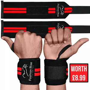 Wrist Wraps Weight lifting Gym Straps Support Strength Elasticated Hand Bandage - Picture 1 of 4