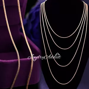 9K ROSE GOLD GF SNAKE CHAIN MENS WOMENS GIRLS SOLID NECKLACE for CHARM PENDANT - Picture 1 of 4