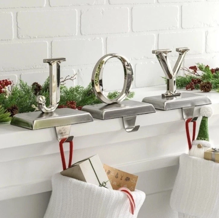Wondershop 3 Count JOY Christmas Stocking Holder Silver