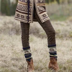 Peruvian Connection Brown Plaid Midrise Moleskin Pants Casual Boho Women 18 - Picture 1 of 10