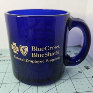 Cobalt Glass Mug BLUE CROSS BLUE SHIELD Health Care - GOOD SHAPE - Picture 1 of 5