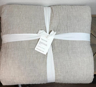 POTTERY BARN BELGIAN FLAX LINEN HANDCRAFTED QUILT, KING/CAL KING ~ FLAX (BEIGE) - Image 1 of 4