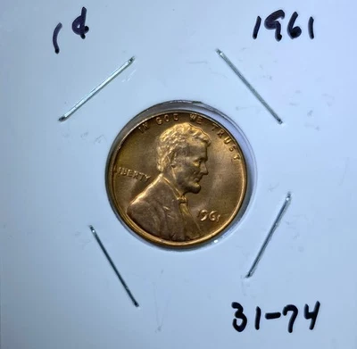 1961 RED 1C Lincoln Penny  UNCIRCULATED (31-74) - Image 1 of 2