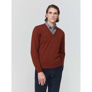 Hawico Pedro Classic V Neck Pullover 100% Kaschmir Gr. Small Rostrot Burnt Orange - Bild 1 von 20