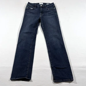 FRAME Denim Jeans Womens Dark Wash Blue Le High Straight Stretch Waist Sz 27 - Picture 1 of 10