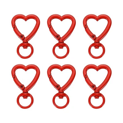 6 piezas hebillas giratorias rojas en forma de corazón, ganchos a presión de resorte llavero Foto 1 de 4