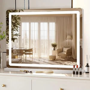 80x55cm Hollywood Schminkspiegel Kosmetikspiegel LED Beleuchtung Dimmbar 3 Licht - Bild 1 von 11