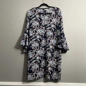 Westport Floral Print Dress Women’s XL – Crochet & Flare Sleeve Boho Romantic - Picture 1 of 13