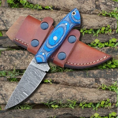 Cuchillo de caza Full Tang hoja fija desollado supervivencia funda de transporte horizontal Foto 1 de 4