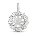 .51CT DIAMOND 14KT WHITE GOLD SOLITAIRE HALO 4 PRONG SEMI MOUNT FLOATING PENDANT