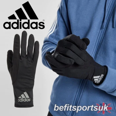 ADIDAS RUNNING GLOVES AEROREADY SLIM LIGHTWEIGHT TOUCH PHONE UNISEX BLACK M L - Image 1 of 4