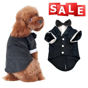 Disfraz de perro mascota cachorro ropa negra esmoquin traje de boda para perros medianos pequeños - Imagen 1 de 9