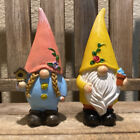 Spring Garden Gnomes Set Of 2, Small Resin Gnome Couple, Gnome Decor Set