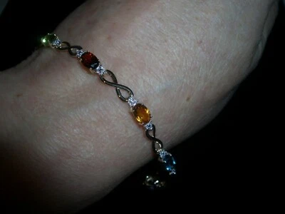 diamond gemstone 14k gold jewelry tennis link bracelet fine jewellery C12 - Image 1 of 2