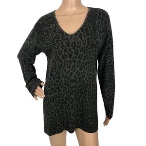 Carole Little Wool Blend Sweater Size S Beaded Cheetah Leopard Print Long Top - Picture 1 of 6