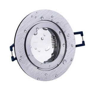 Feuchtraum Einbaurahmen IP44 Aluminium gebürstet mit GU10 Sockel - Bild 1 von 7