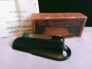 Rare HMV Gramophone Instantaneous Speed Tester + Box and Instructions - Foto 1 di 15