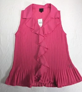 COLOUR WORKS Blouse Women's size L Pink Collared Button Up Sheer Texture Fab NWT - Picture 1 of 8