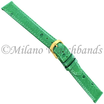 Pulseira de relógio feminina acolchoada costurada grão avestruz verde 12 mm Speidel Reg - Imagem 1 de 3