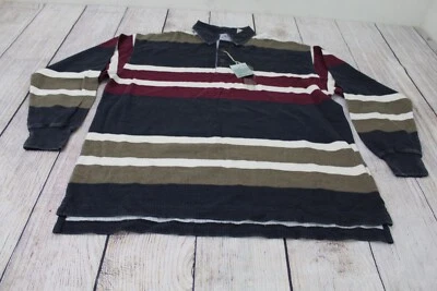 Nuevo con etiquetas St Johns Bay Prenda Pigmento Lavado Pana Bloque de Color Rayas LS Polo XL Foto 1 de 4