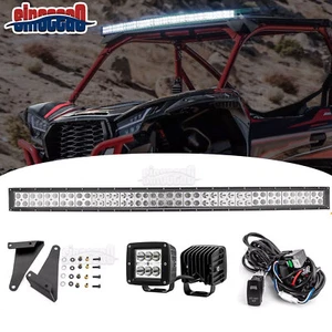Se adapta a Kawasaki KRX 1000 techo 42" soporte de barra de luz LED curvada + cápsulas de cubo de 3,2" + cable - Imagen 1 de 14