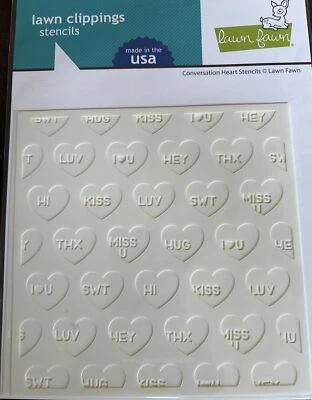 Novo! Conjunto de estêncil recortes de gramado Lawn Fawn CONVERSATION HEART LF2478 - Imagem 1 de 2
