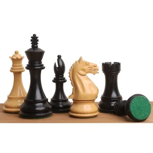 Juego de ajedrez 4" Wilder Ritter Staunton - solo piezas de ajedrez - ébano ponderado - Imagen 1 de 11