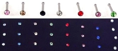 20g Nariz Hueso Perno Vástago Recto 2mm Cristal Gema 316L Barra Tornillo Anillo Joyería Foto 1 de 4