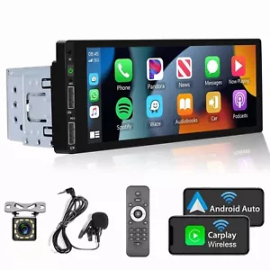 Single 1 Din Car Stereo Apple CarPlay 6.9'' touchscreen Bluetooth Radio SWC USB - Picture 1 of 16