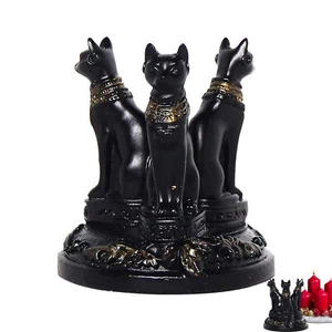 Harzstatue ägyptische Bast Katze Kristall Kugel Kugel Stand Triple Goddess Disp - Bild 1 von 7