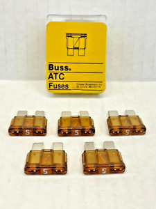 5 Amp BUSSMAN ATC5 Blade Style Fuse for Car Truck Boat 12V systems - Pack of 5