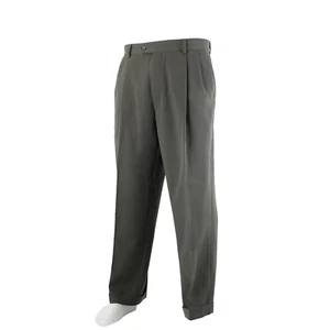 Pronto Uomo Sz 36 x 32 Olive Green Front Slash Pocket 100% Polyester Pants - Picture 1 of 24