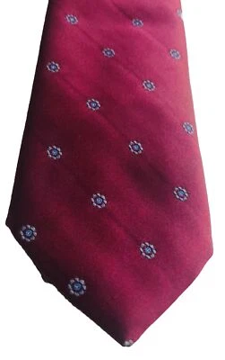 Vtg Sears Mens Store Burgundy & Blue Rosette Pattern Neck Tie 3x57” Silk Poly - Image 1 of 4
