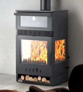 Kaminofen mit Backfach Panoramakamin 3 Scheiben 12,8 KW TKS 15 Holz Ofen - Bild 1 von 19